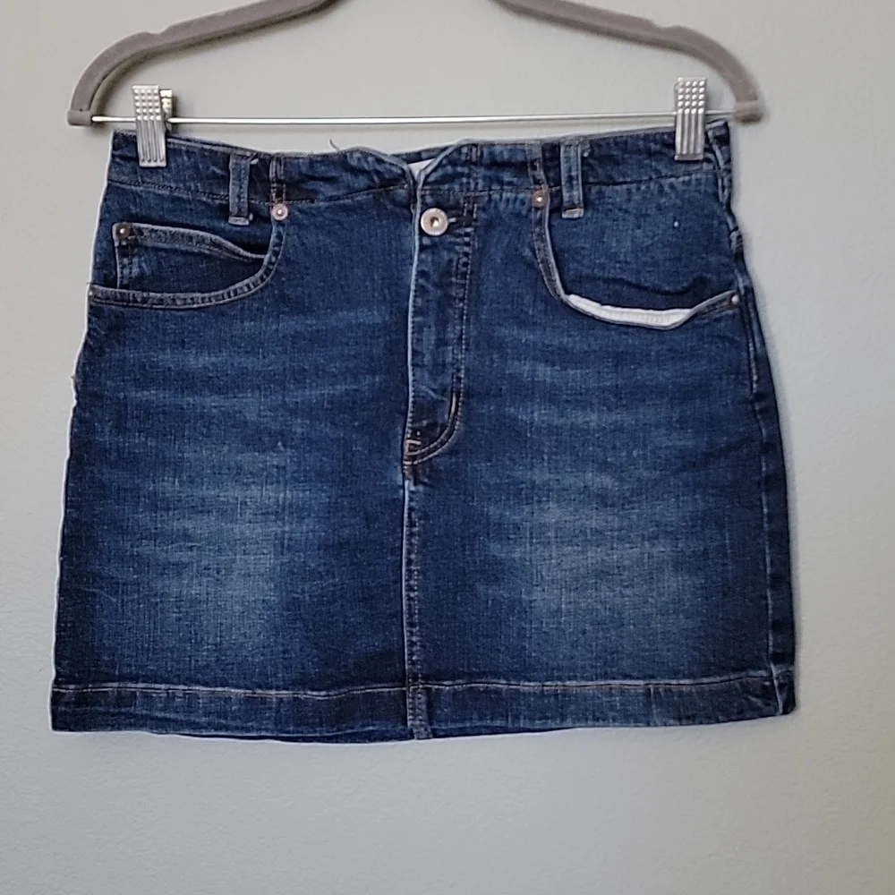 Free People She's All That Notch Mini Denim Skirt Size 29 Y2K 90's Country
